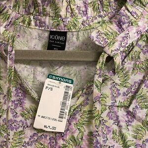 Simons Green and Purple Floral Blouse